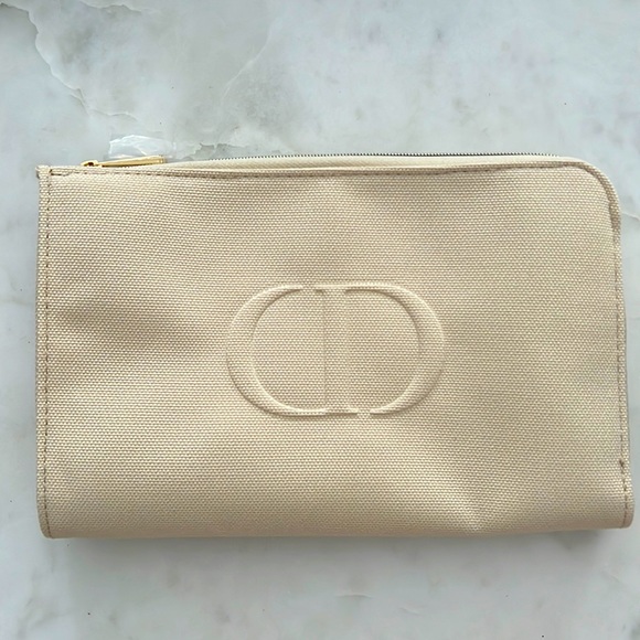 Dior Bags Dior Large Beige Canvas Makeup Bag Poshmark